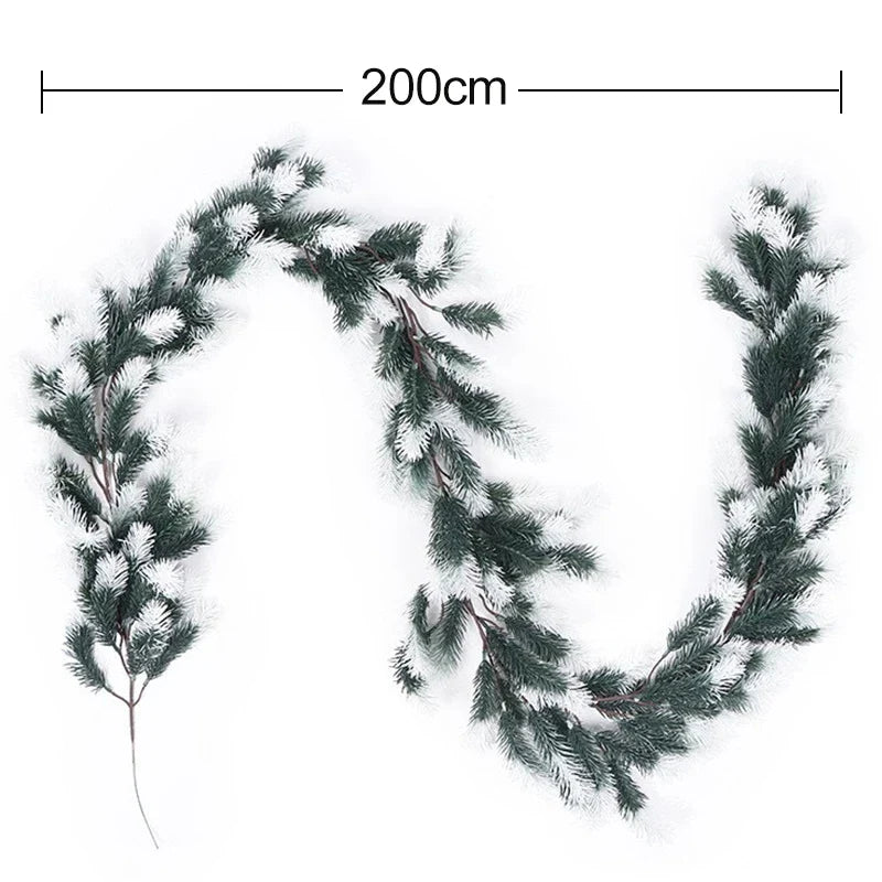 180CM Artificial Plants Christmas Garland Wreath Xmas Home Party Wedding Decoration Pine Tree Rattan Hanging Ornament For Kids