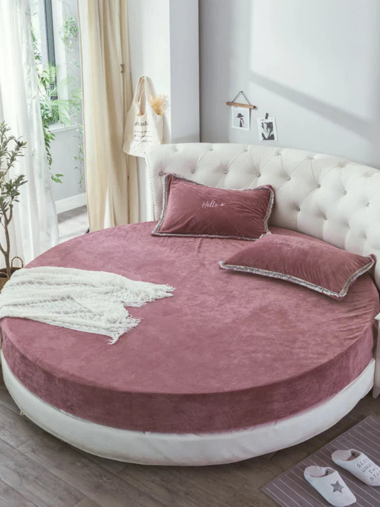 Coral velvet round bed simple color velvet round sheet diameter 200cm-220cm flannel sheet without pillowcase winter