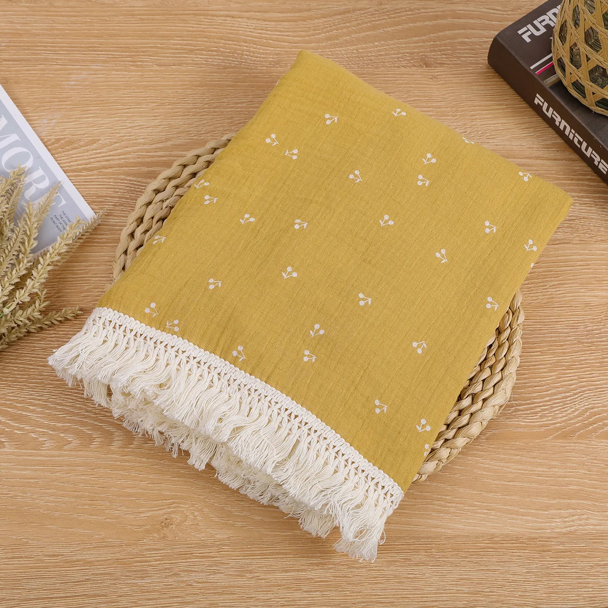 Cotton Muslin Swaddle Blankets for Newborn Baby Tassel Receiving Blanket New Born Swaddle Wrap Infant Sleeping Quilt Bed Cover