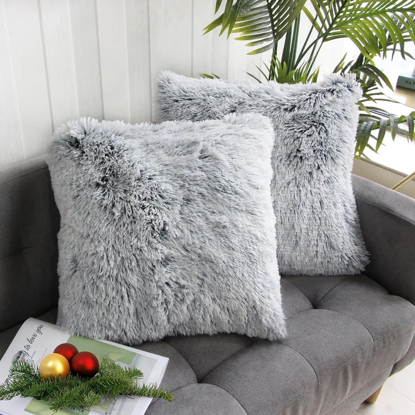 Luxury Faux Fur Throw Pillow Cover Super Soft Cushion Case for Sofa Bed Living Room Fluffy Cushion Cover 45x45 CM Home Decro