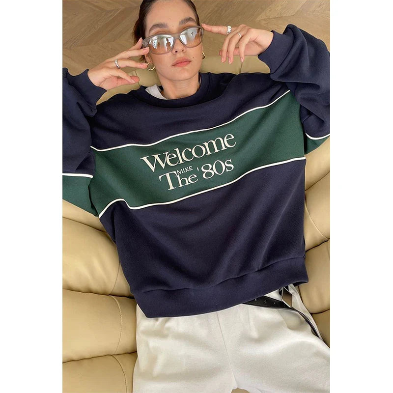 Blue Letter Print Sweatshirt