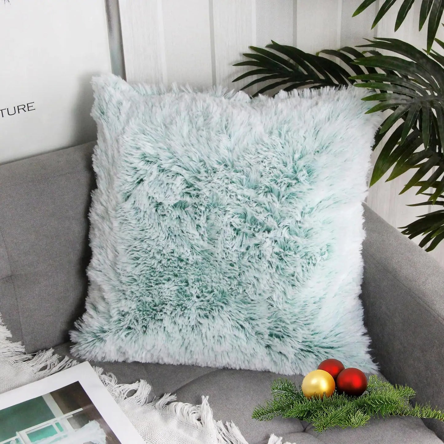 Luxury Faux Fur Throw Pillow Cover Super Soft Cushion Case for Sofa Bed Living Room Fluffy Cushion Cover 45x45 CM Home Decro