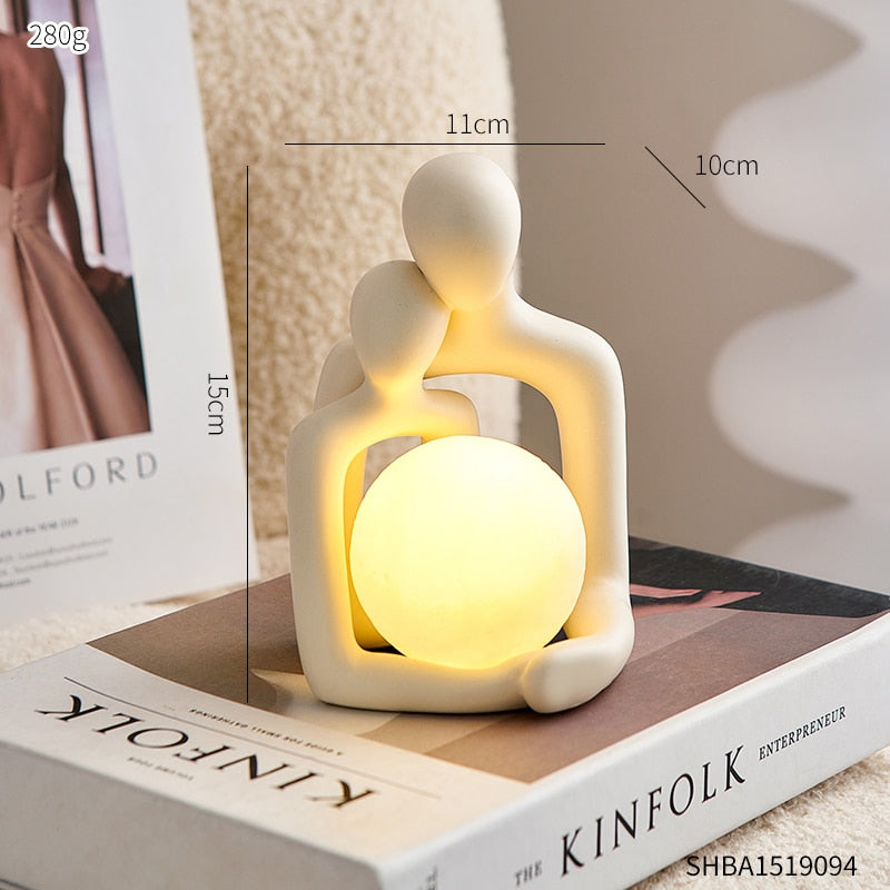 Nordic Style Creative Couple Table Lamp Bedroom Decoration Accessories Aesthetic Room Decor Christmas Decoration Home Decor Gift