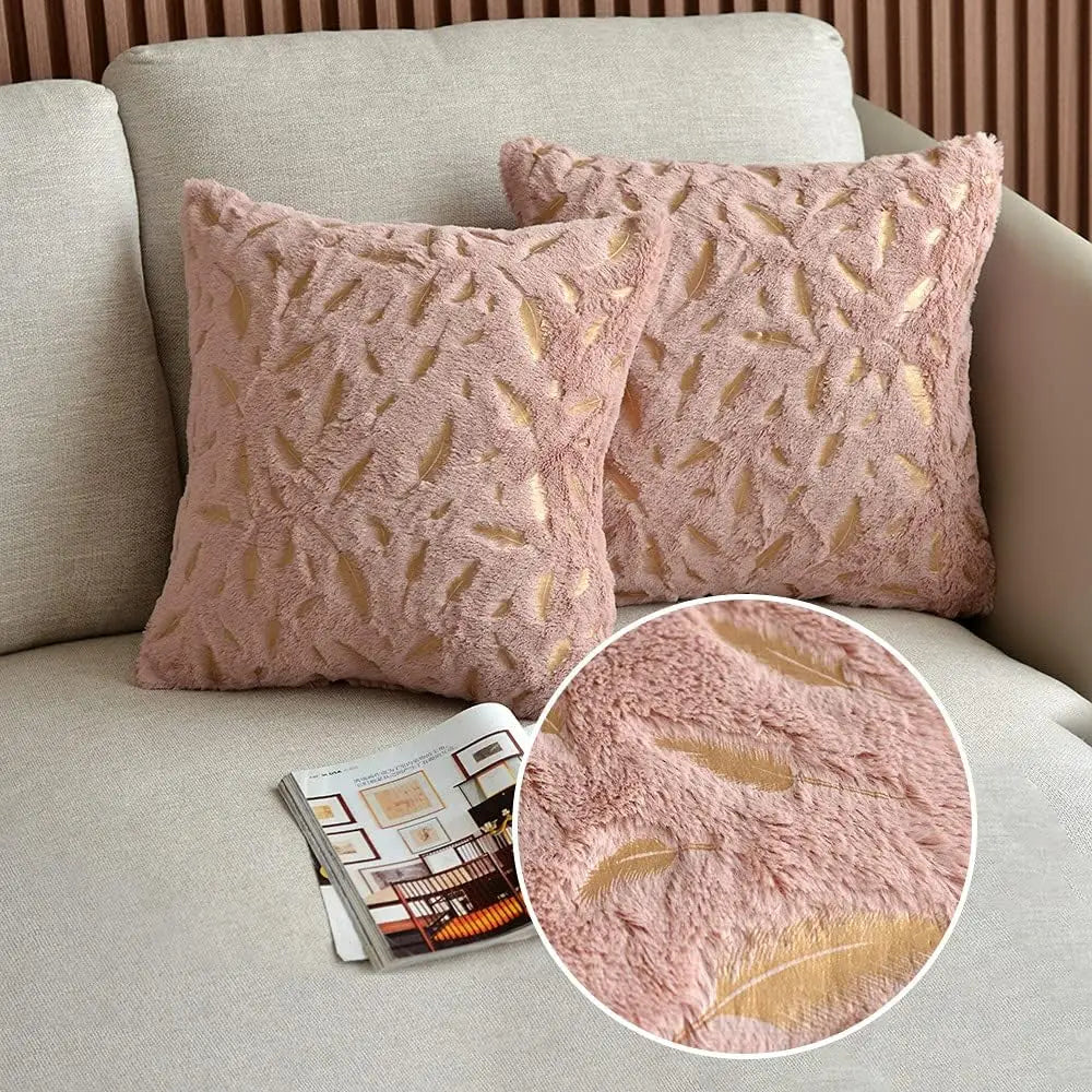 Gold Feather Pillow Covers Decorative Pillows for Sofa Car Plush Christmas Throw Pillows Cover Nordic Cushion Cover 45x45 Velvet