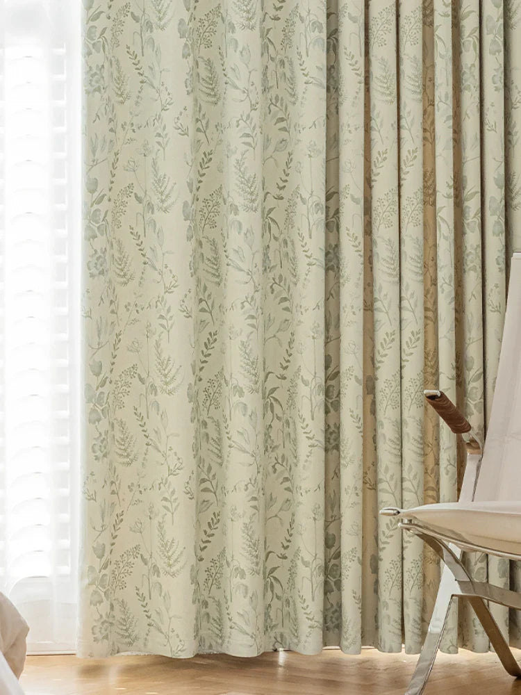 French Living Room Curtains Floral Pattern Bedroom Decoration Curtains Green Home Curtain Blackout Sun Protection Study Curtain