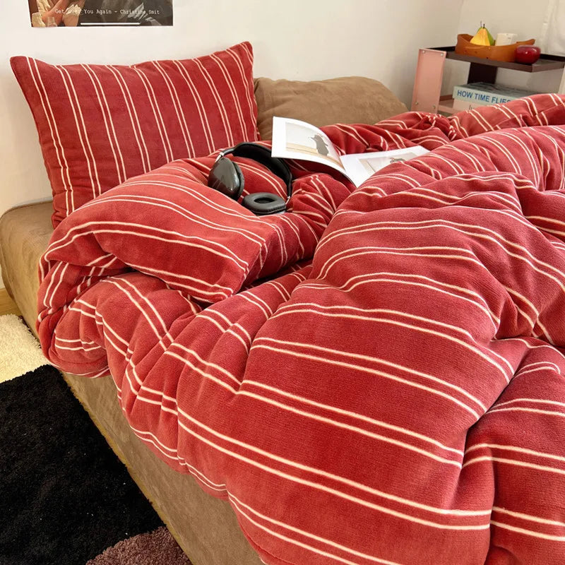Stripe Style Quilt Cover Warm Bedding Bed Cover for Winter Soft Comforter Cover Home Duvets Cover funda nordica (No Pillowcase)