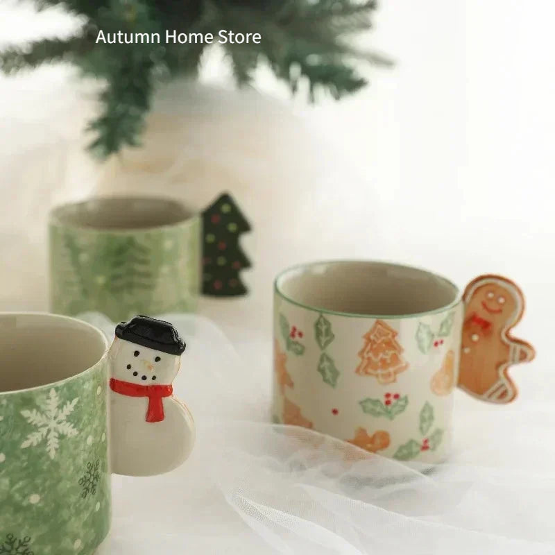 Christmas Hand-painted Gingerbread Man Ceramic Mug Coffee Mug Mugs Coffee Cups
