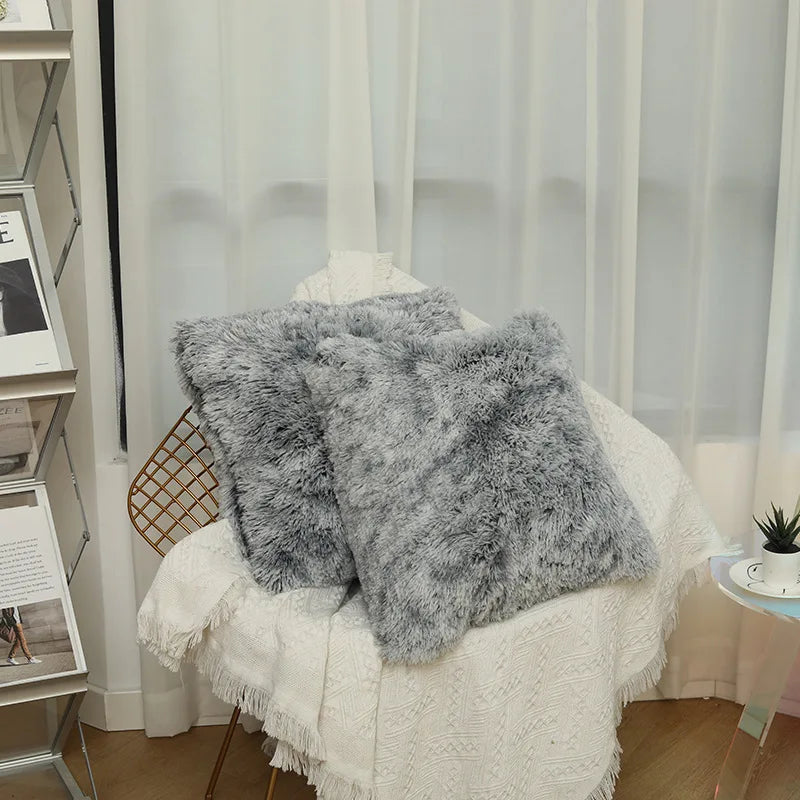 Luxury Faux Fur Throw Pillow Cover Super Soft Cushion Case for Sofa Bed Living Room Fluffy Cushion Cover 45x45 CM Home Decro