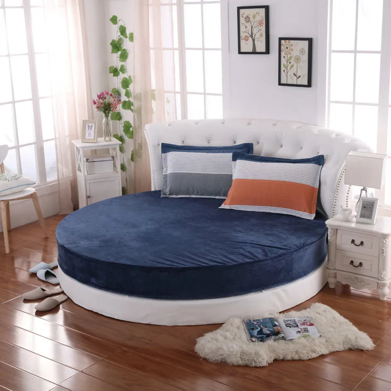 Coral velvet round bed simple color velvet round sheet diameter 200cm-220cm flannel sheet without pillowcase winter