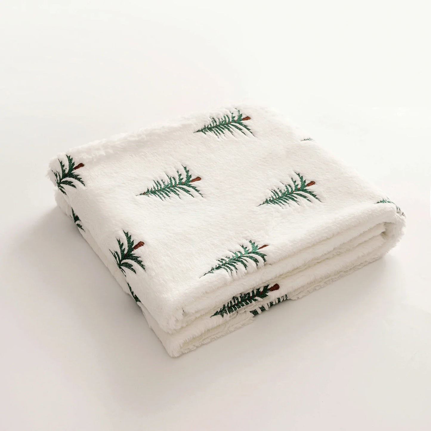Soft Faux Fur Blanket Reversible Fuzzy Long Hair Shaggy Blanket Fluffy Plush Fleece Christmas Tree Embroidered Throw Blanket