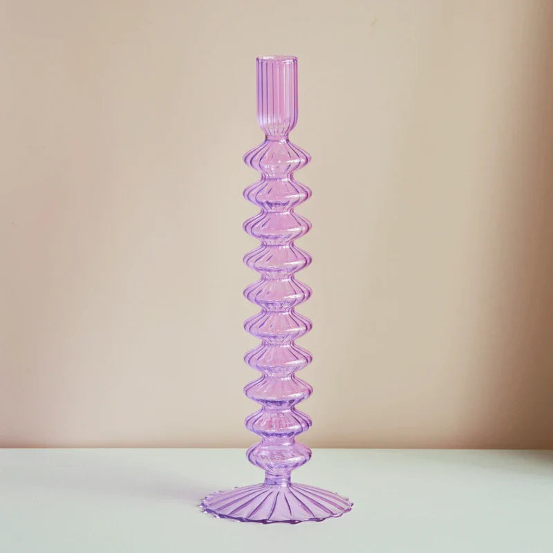 Lilac Glass Candlesticks Candle Holders Wedding Table Centerpieces Nordic Home Decoration Christmas Gift Glass Candle Holder
