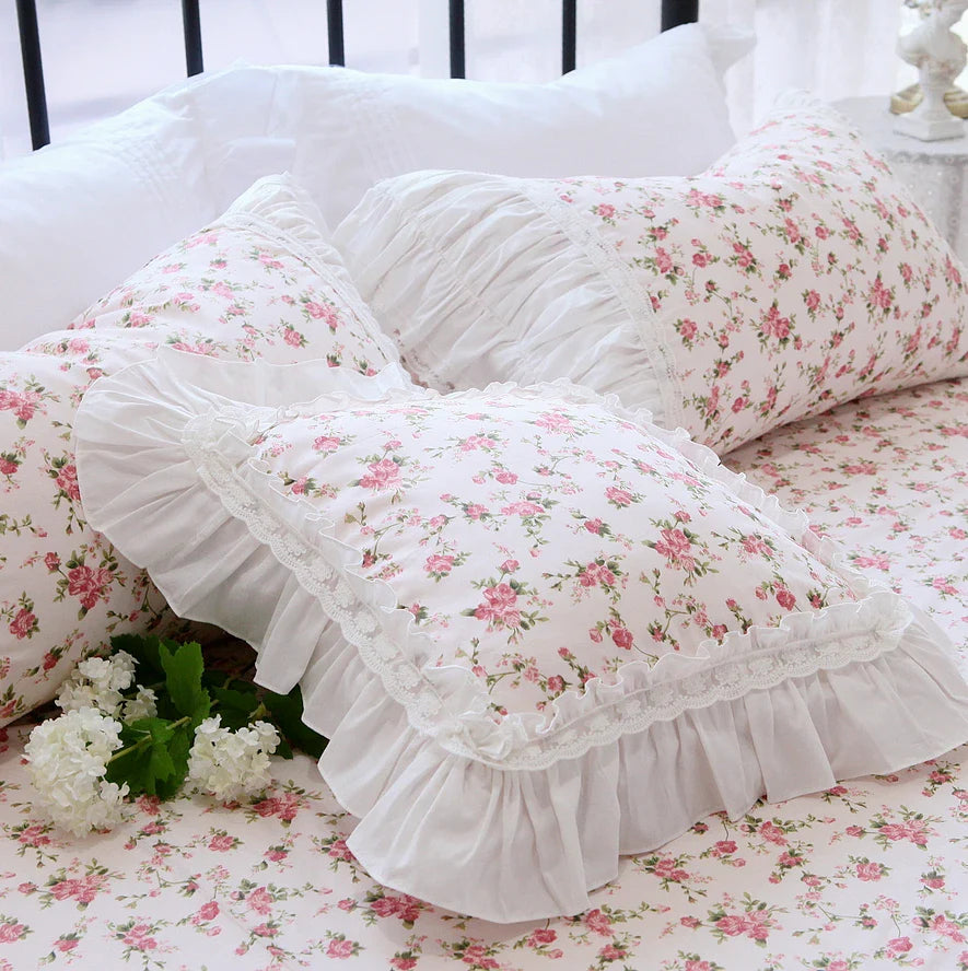 Romantic Ruffle Lace Cushion Cover ,100% Cotton Cloth Pillow Covers Decorative , Bed Throw Pillow Case , Sofa Cushion No Core