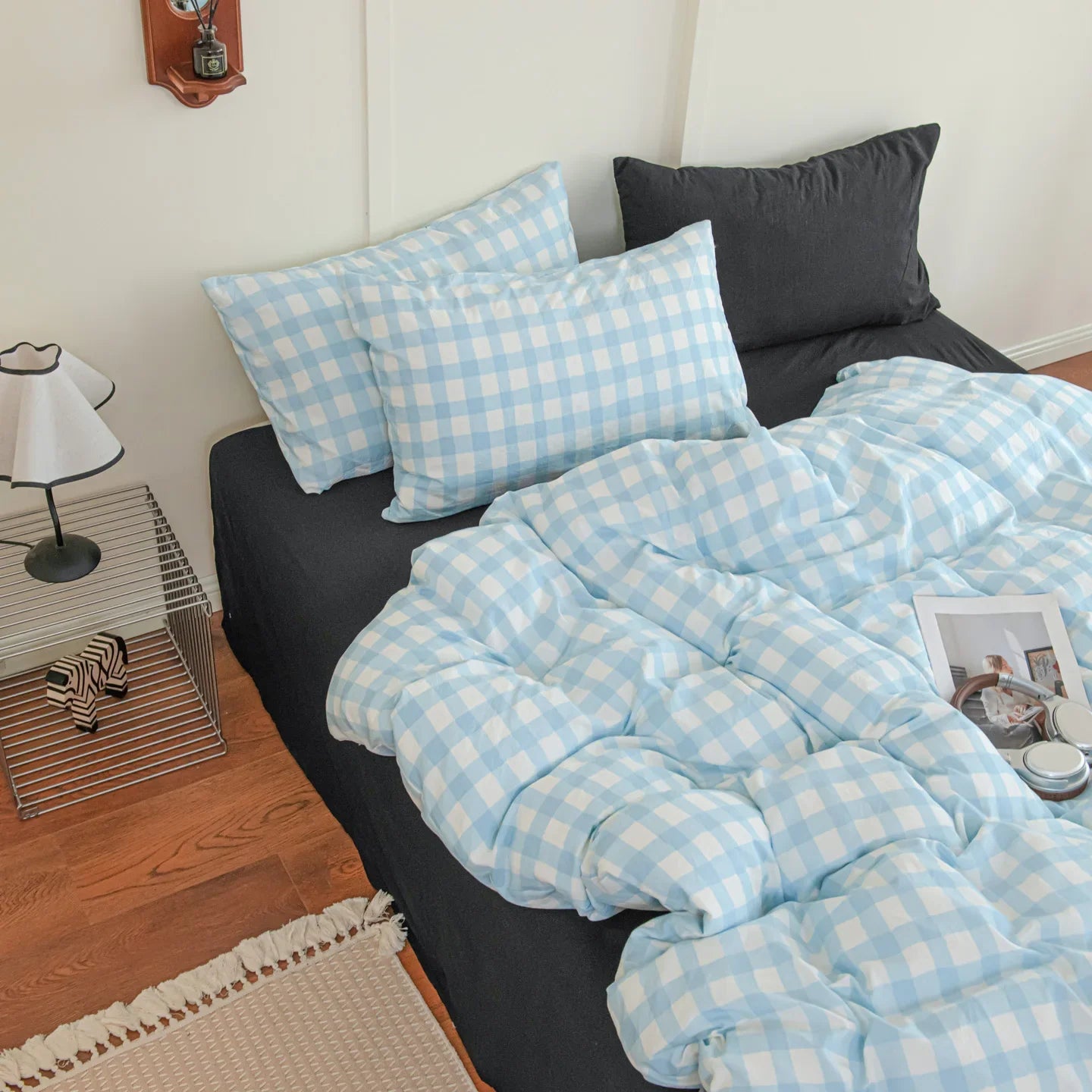 Vintage Style Plaid Bedding Sets 2025 New Soft Bed Sheet Set Woman Duvet Cover For Girls With Pillow Covers Quilt Cover