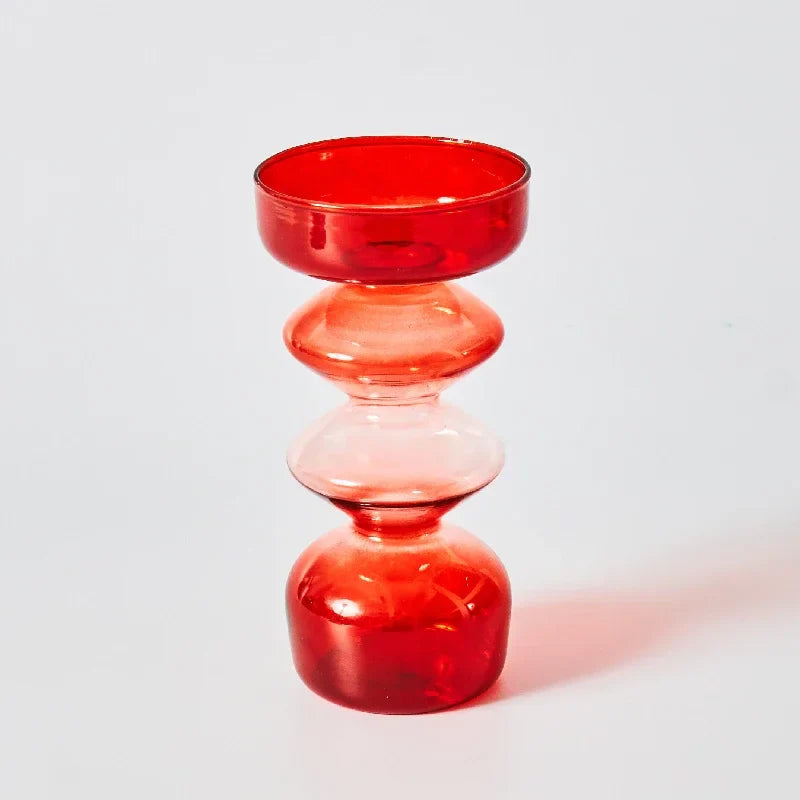 Creative Red Glass Taper Candle Holder Christmas Gift Wedding Table Decoration Home Decoration DryFlower Vase