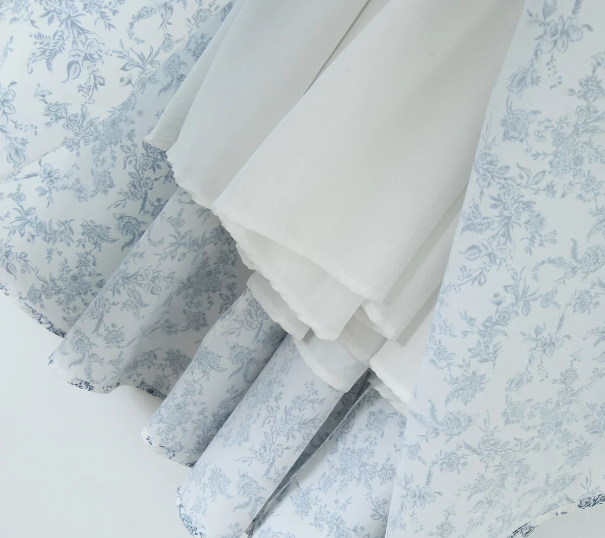 Blue Floral Corset Strapless Midi Dress
