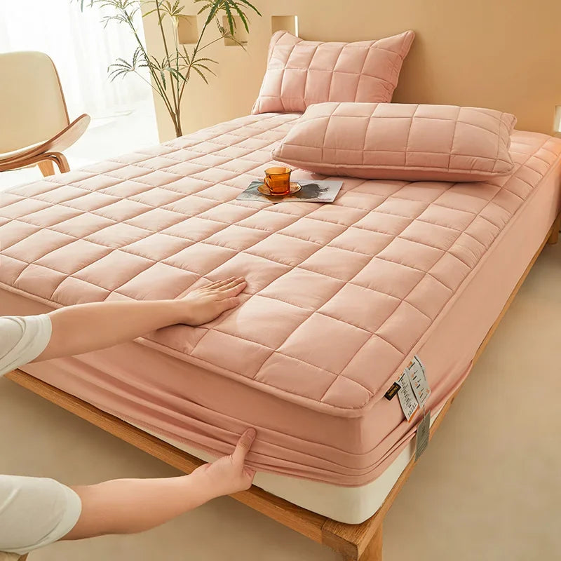 Thick Cotton Bed Sheets Double Side Available Velvet Bedsheet Elastic Fitted Sheet Home Bed Linen & Mattress Cover protector