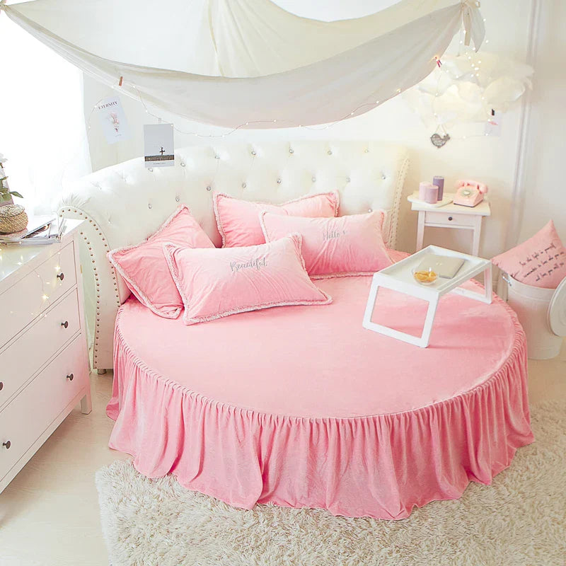 Coral velvet round bed simple color velvet round sheet diameter 200cm-220cm flannel sheet without pillowcase winter