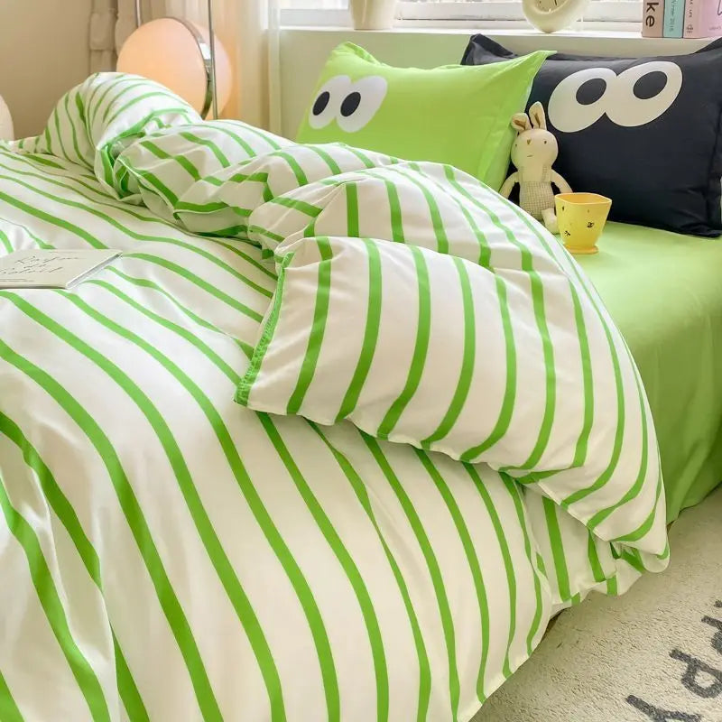 Japanese Style Bedding Set Flat Sheet Pillowcases Duvet Cover No Filler Single Full Size Spring Summer Hotel Bed Linens