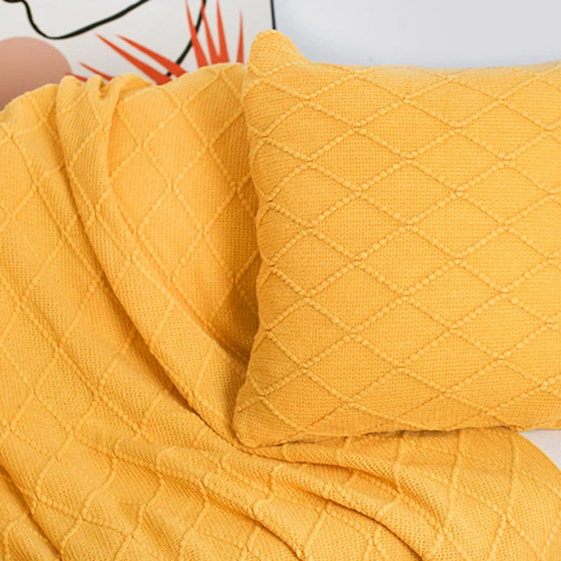 Nordic Knitted Shawl Sofa Blanket with Tassels Scarf Sofa Emulation Fleece Throw Blanket TV Blankets Bed End Decor Drop Ship
