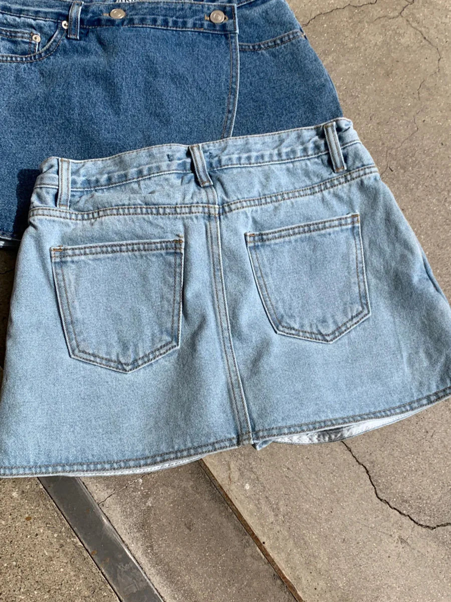 Denim Wrap Mini Skirt