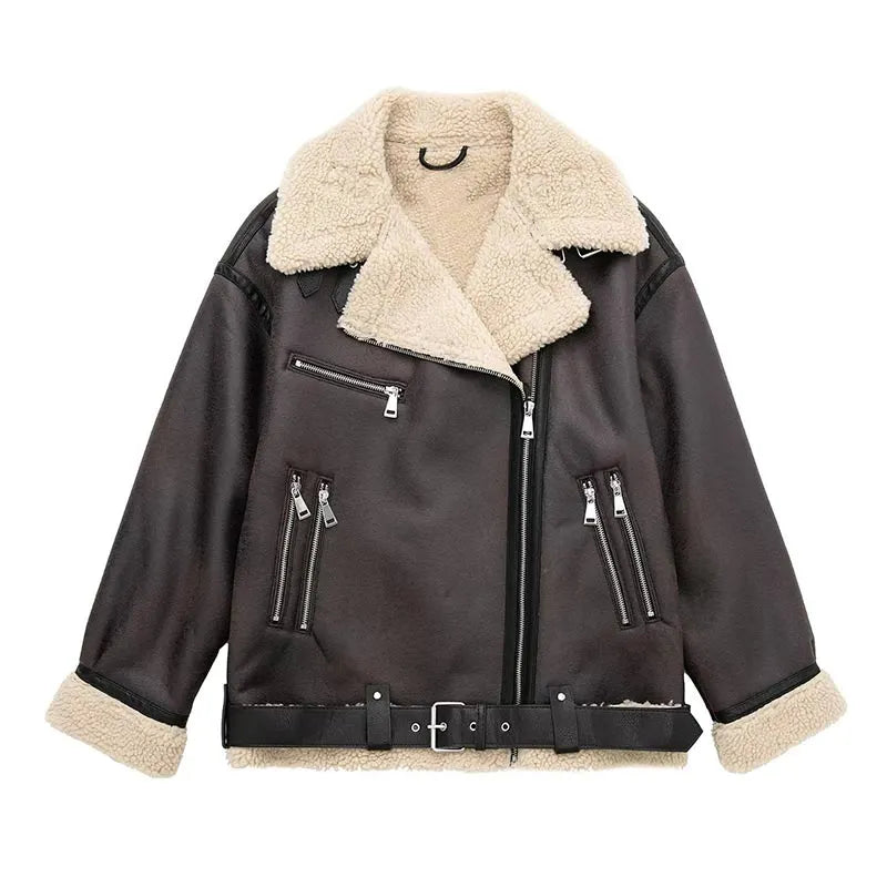 Faux Fur Double-sided Zipper Jacket