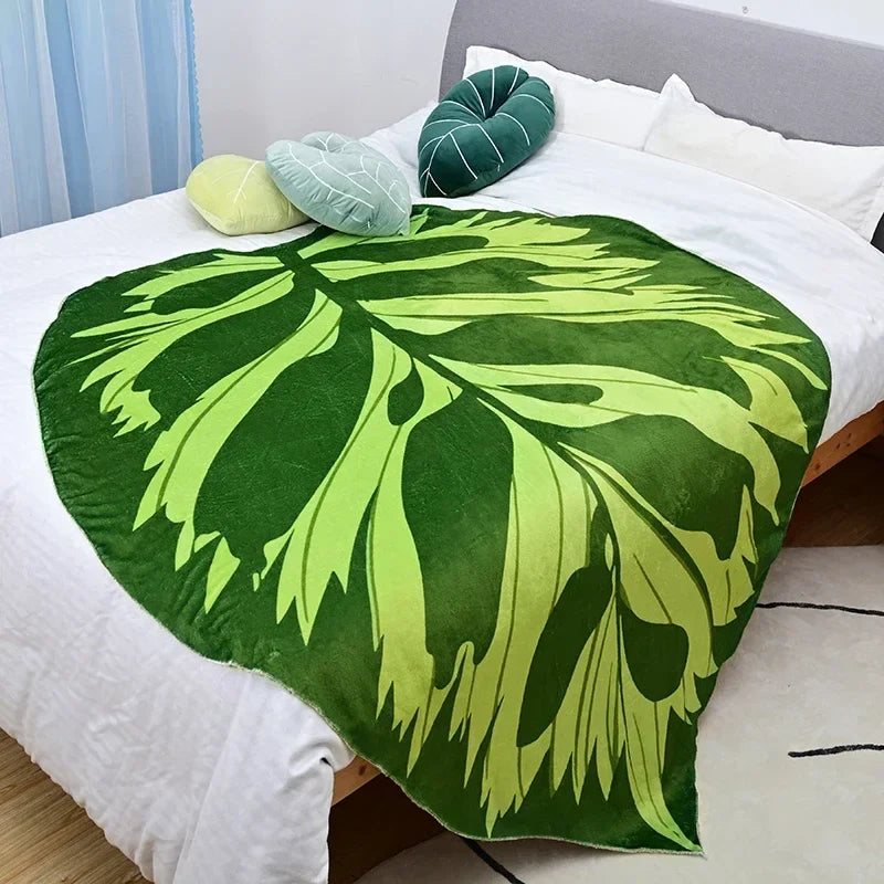 Super Soft Giant Leaf Blanket for Bed Sofa Gloriosum Plant Blanket Home Decor Throws Warm Sofa Towel Cobertor Christmas Gift