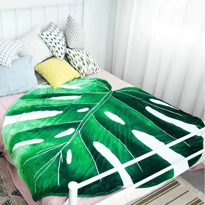 Super Soft Giant Leaf Blanket for Bed Sofa Gloriosum Plant Blanket Home Decor Throws Warm Sofa Towel Cobertor Christmas Gift