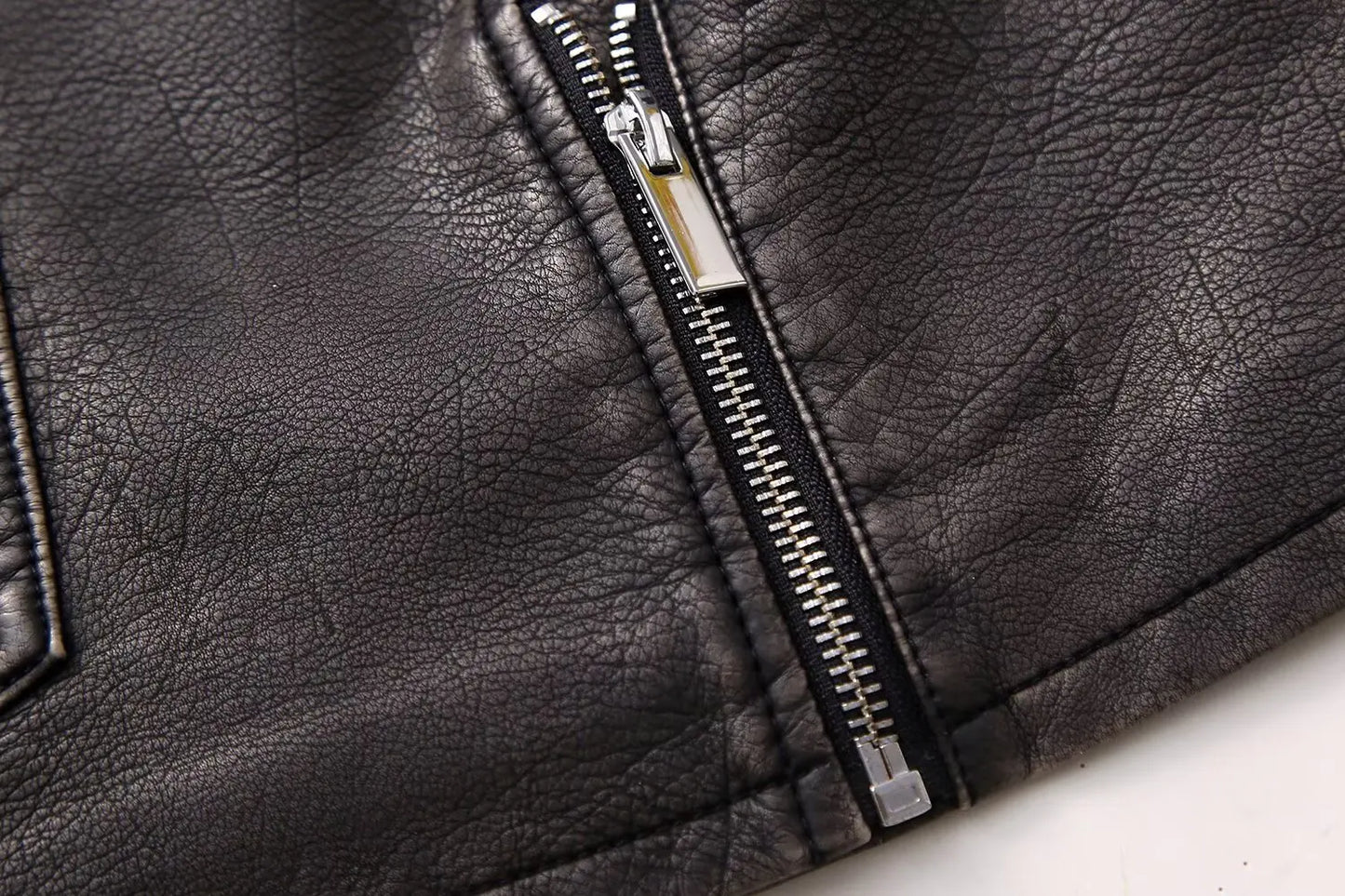 Black PU Leather Sleeveless Jacket