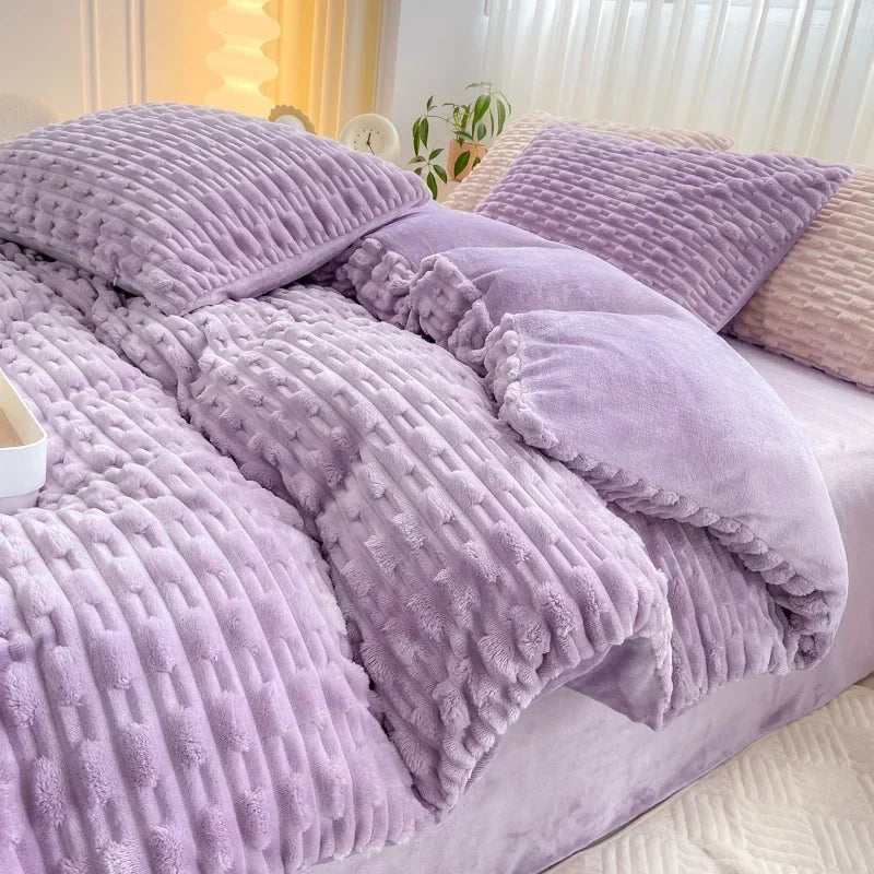 New Rabbit Velvet Milk Single Product Quilt Cover Thickened Warm Solid Duvet Bedding for Double Use in Autumn/ Winter 220x240