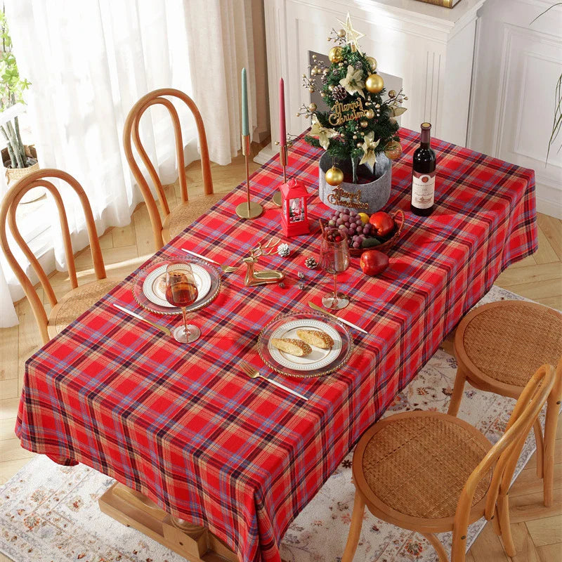 Christmas Themed Checkered Tablecloth, Suitable For Holiday Parties, Banquets, Restaurants, Kitchen Decoration