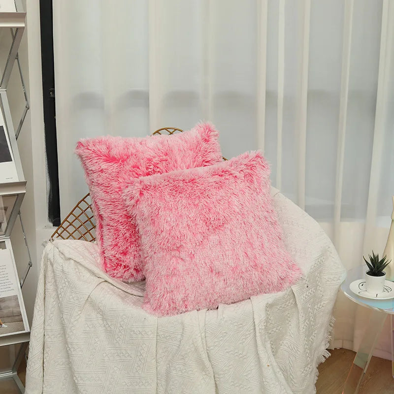 Luxury Faux Fur Throw Pillow Cover Super Soft Cushion Case for Sofa Bed Living Room Fluffy Cushion Cover 45x45 CM Home Decro