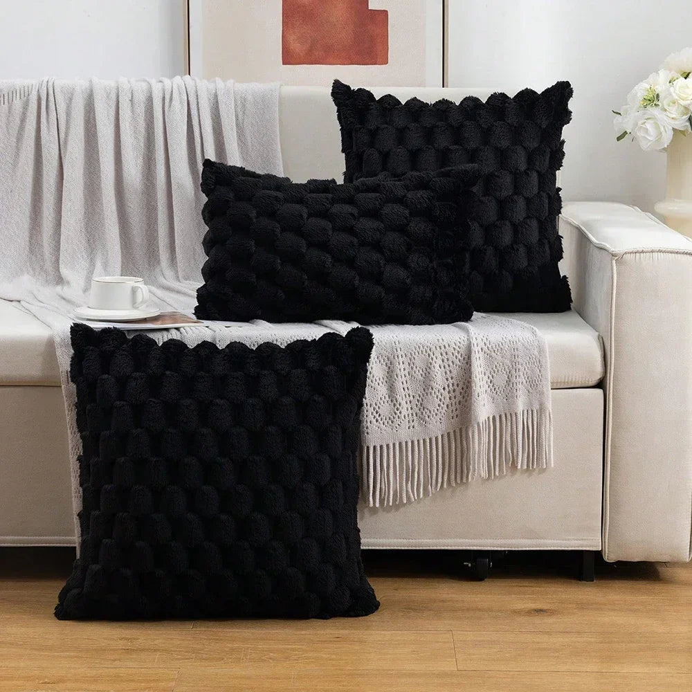 Red Pineapple Grid Turtle Pattern 3D Soft Plush Throw Pillowcase,Cushion Cover for Living Room Sofa Bedroom Home Room Decor 45CM