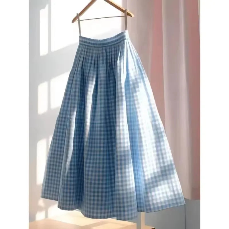High Waist A-Line Midi Skirt