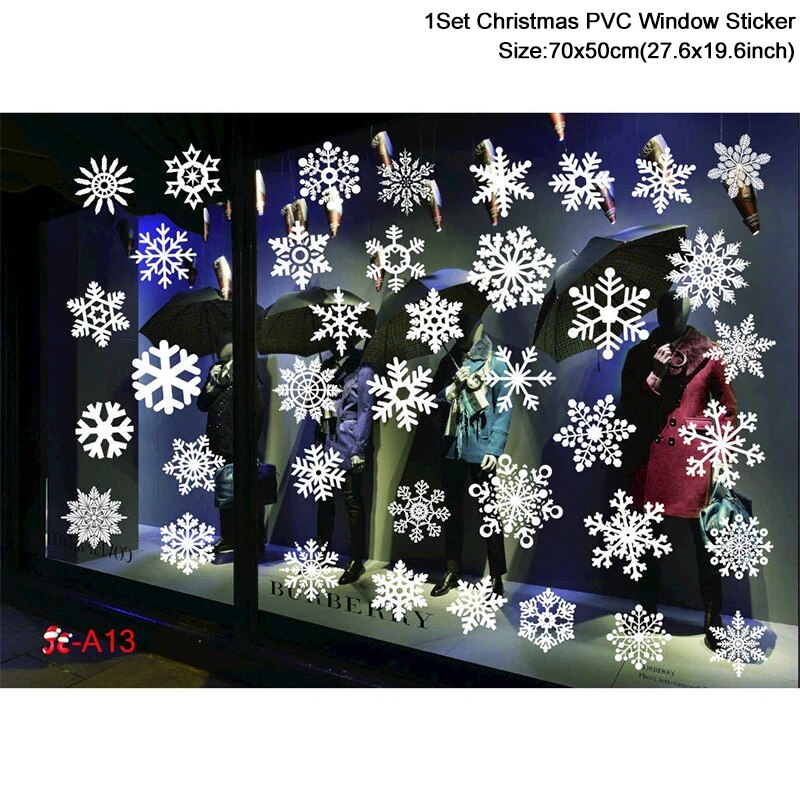 Christmas Window Stickers Santa Claus Snowflake DIY Wall Decal Christmas Decorations For Home New Year Ornaments Gift