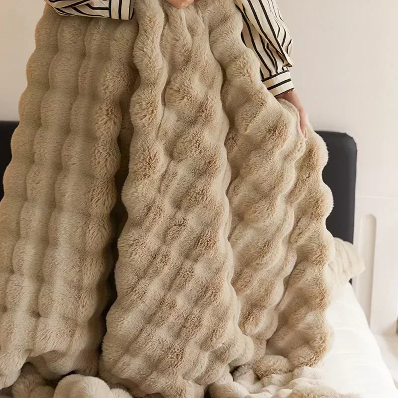 Tuscan Imitation Fur Blanket for Winter Luxury Warmth Super Comfortable Blankets for Beds High-end Warm Winter Blanket for Sofa