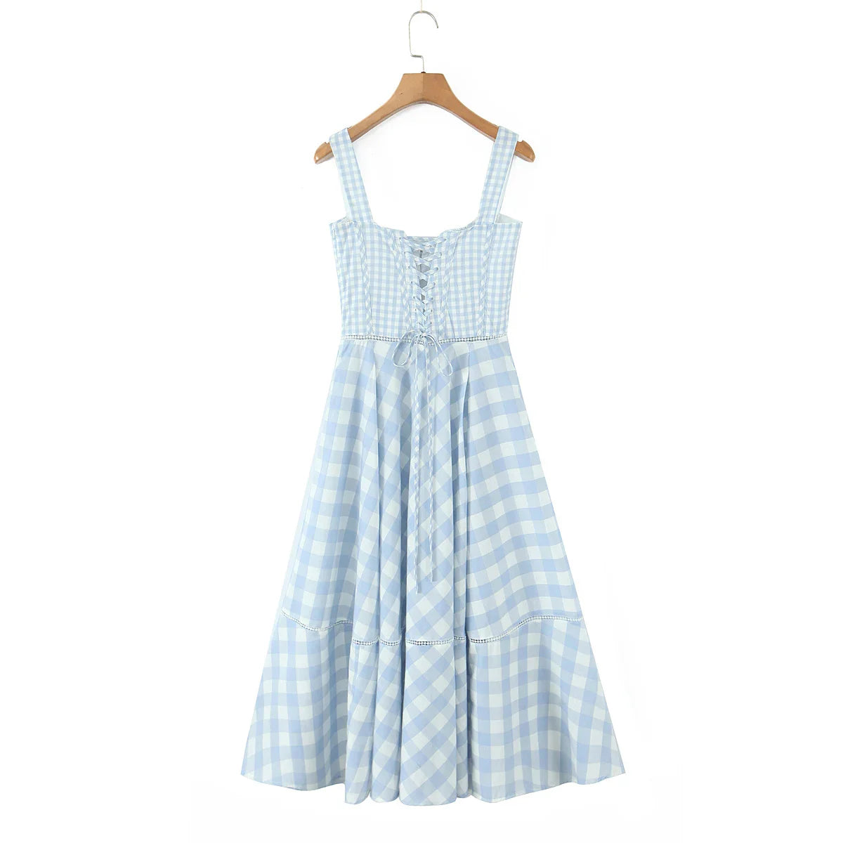 Patchwork Spliced Tie Up Strap Maxi Dress