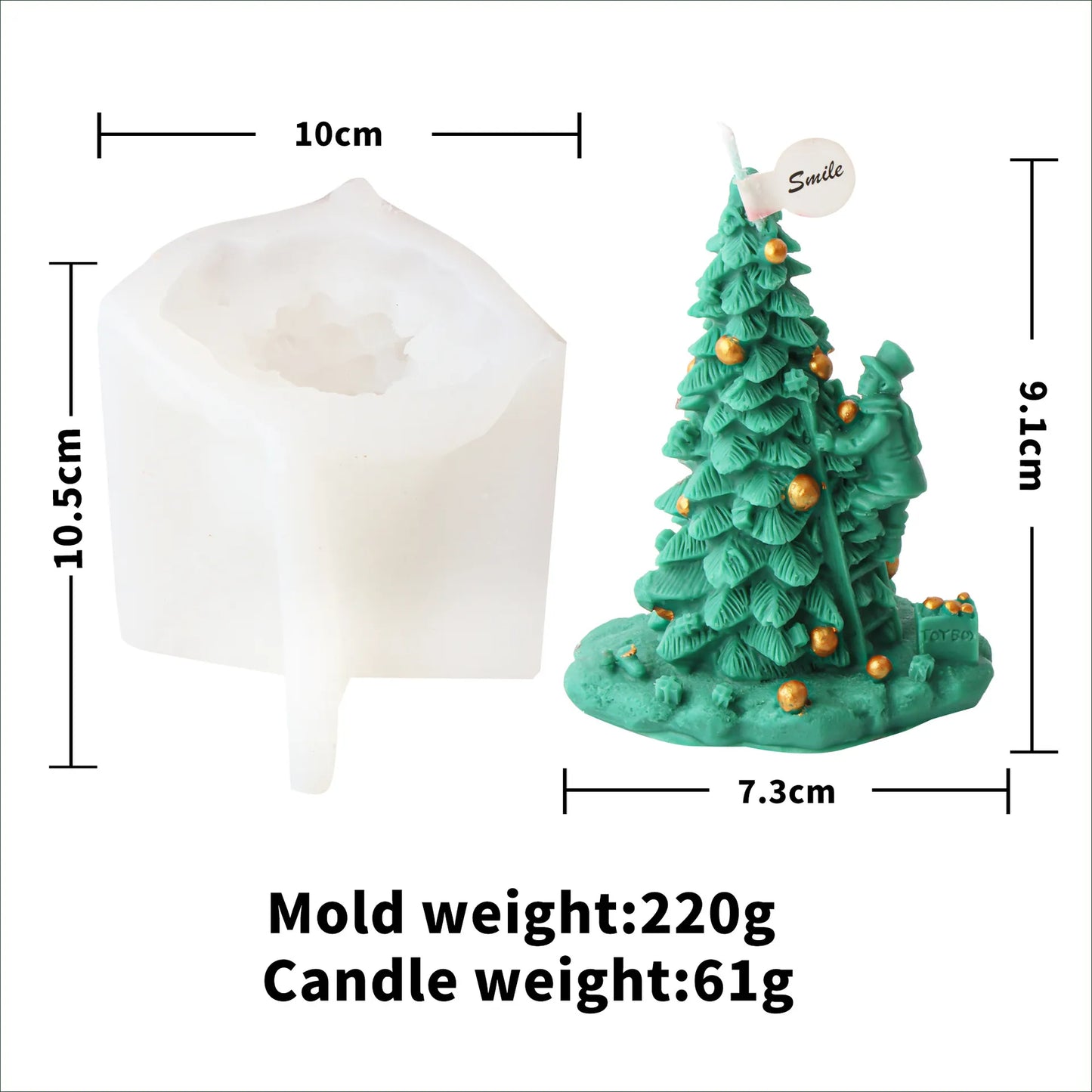 10-25cm 3D DIY Christmas Tree Candle Silicone Mold Christmas Gift Christmas Tree Resin Gypsum Silicone Mold Christmas Decoration