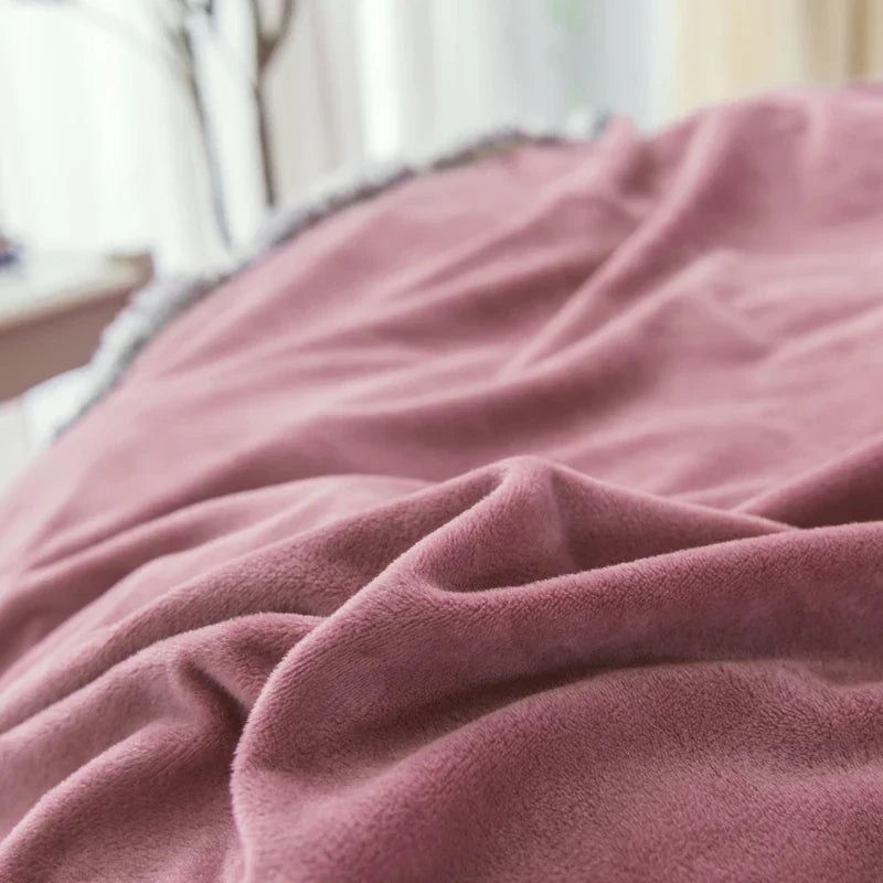 Coral velvet round bed simple color velvet round sheet diameter 200cm-220cm flannel sheet without pillowcase winter