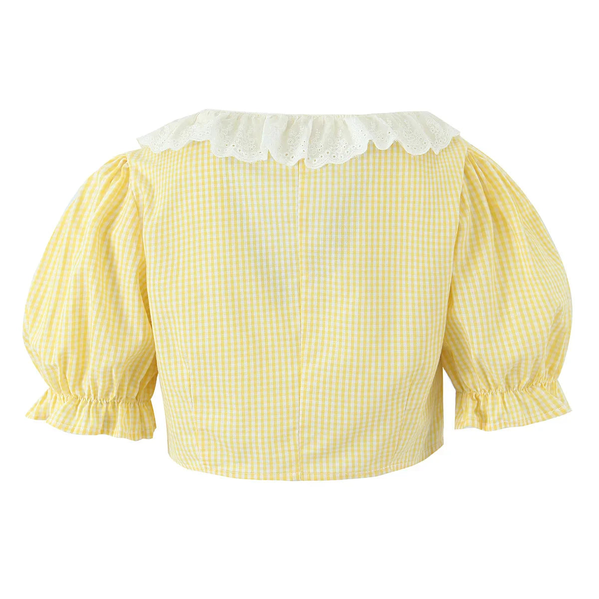 Yellow Gingham Printed Crop Top And Maxi Skirt Set
