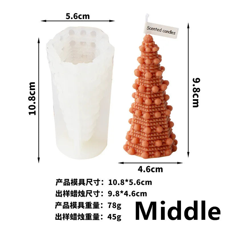 10-25cm 3D DIY Christmas Tree Candle Silicone Mold Christmas Gift Christmas Tree Resin Gypsum Silicone Mold Christmas Decoration