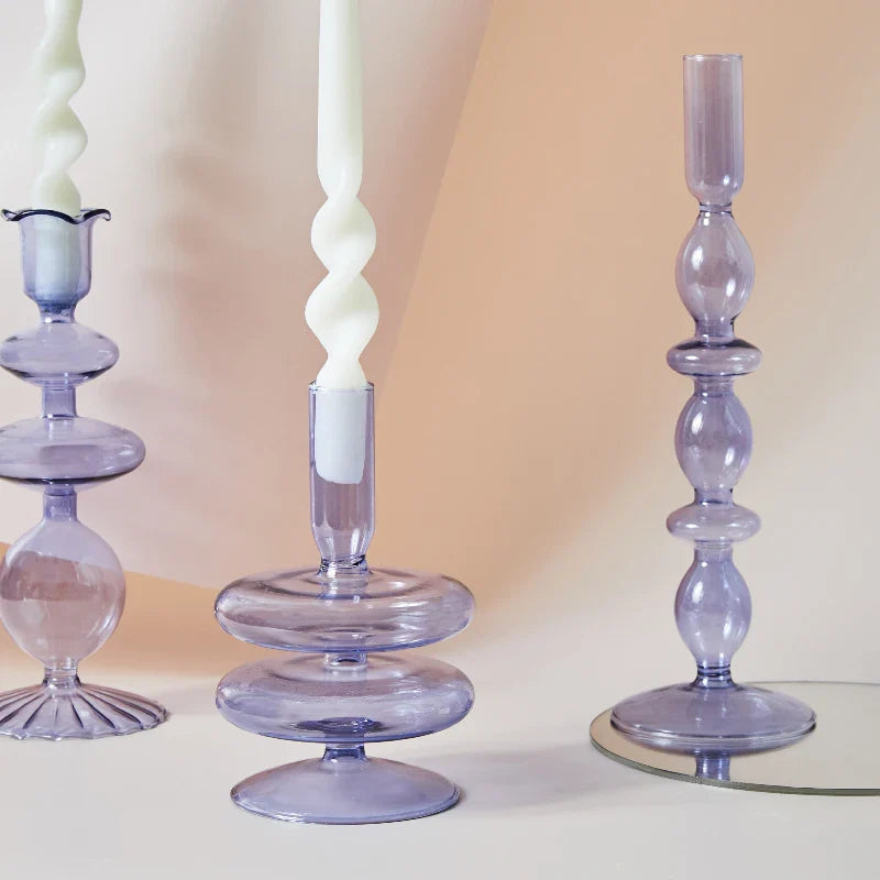 Floriddle Glass Candlesticks Lilac Candle Holders Wedding Table Centerpieces Nordic Home Decoration Christmas Gift