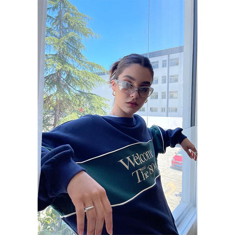 Blue Letter Print Sweatshirt