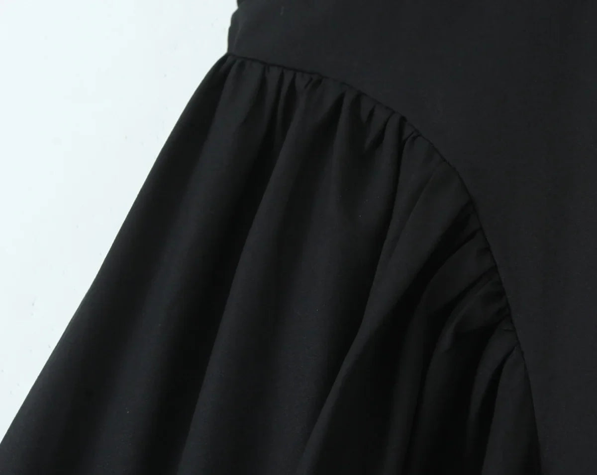 Halter Pleated Deep Neck Midi Dress