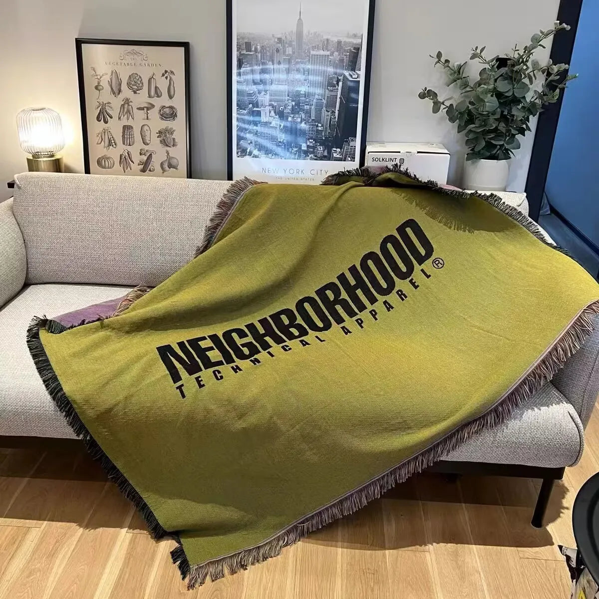 Textile City Olive Green Blanket Ins Trendy Neighborhood Letters Picnic Blanket Home Decoration Tapestry 130x160cm