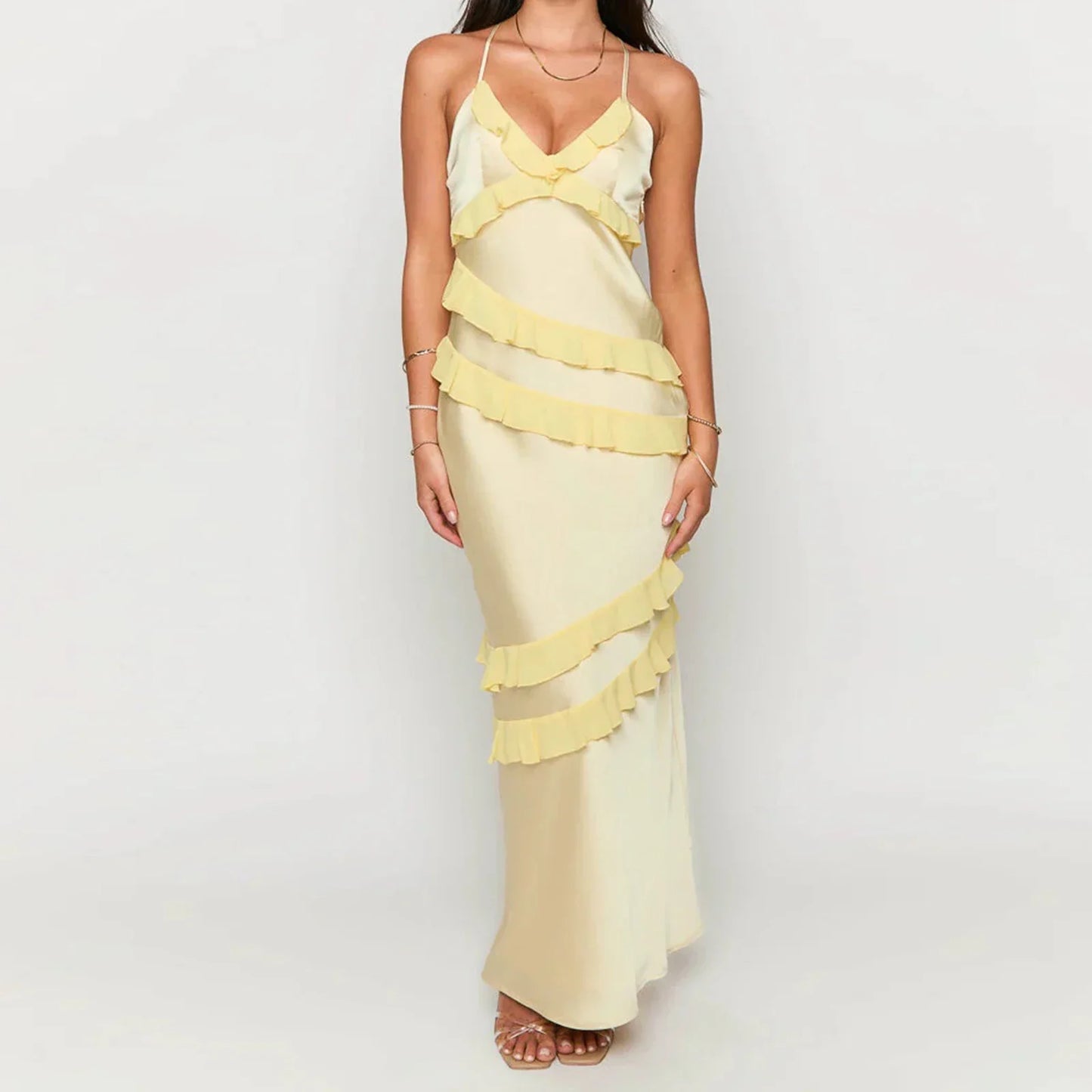 Ruffle Trim Cami Maxi Dress