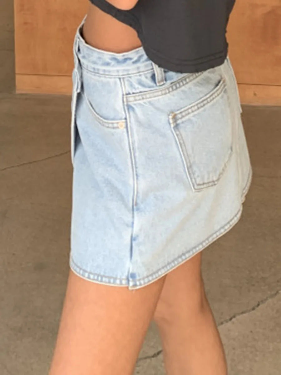 Denim Wrap Mini Skirt