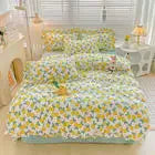 Fresh Plant Flower Bed Sheet for Children and Adults Four-Piece Bed Set Pillowcases Soft Washed Cotton Home Textiles