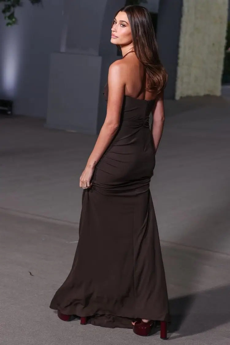 Black Twisted Cut-Out Strapless Maxi Dress