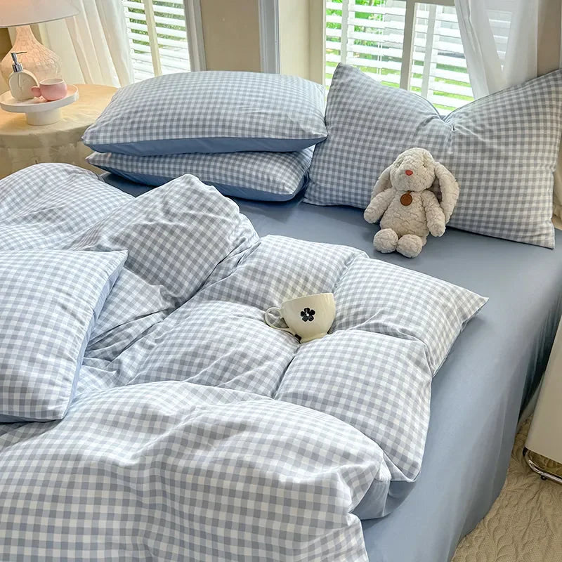 Japanese Style Bedding Set Flat Sheet Pillowcases Duvet Cover No Filler Single Full Size Spring Summer Hotel Bed Linens