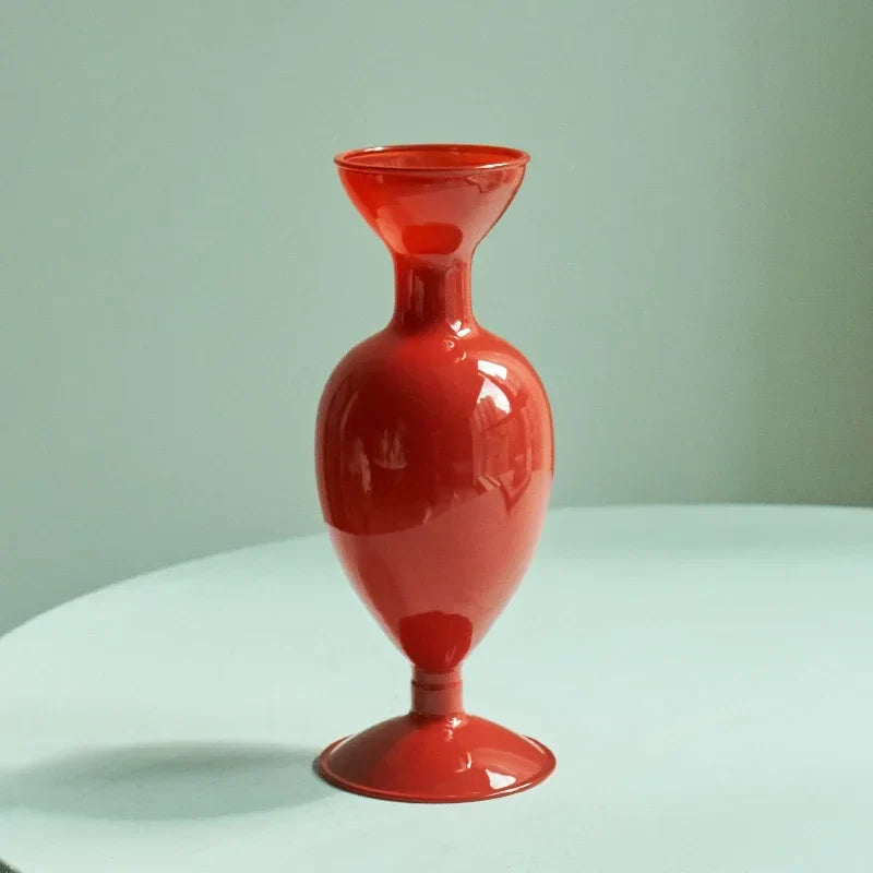 Creative Red Glass Taper Candle Holder Christmas Gift Wedding Table Decoration Home Decoration DryFlower Vase